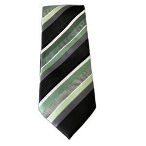 Alexander Julian Colours Men's long 63.5” Striped Hand Made Tie Necktie Blk/Grn.